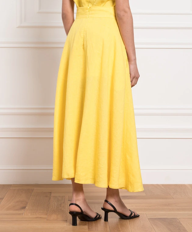 Yellow Midi Skirt Made Of Linen 4 Yellow Midi Skirt Made Of Linen - Image 4