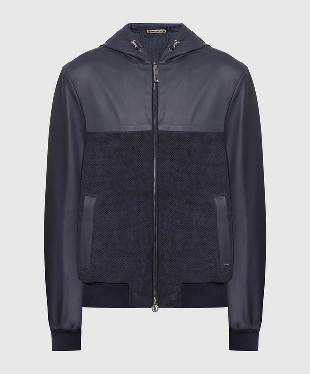 Blue Leather Jacket With Perforation 1 Blue Leather Jacket With Perforation