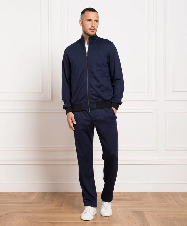 Blue Checkered Wool Tracksuit 2 Blue Checkered Wool Tracksuit - Image 2