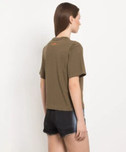 Khaki T-shirt With Branded Print -Summer Fashion Clothing 0233cdd4 b719 4a1a 8d46 179337ec563e