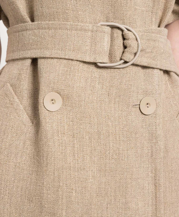 Max Mara Beige Double-breasted Linen Trench Coat 5 Max Mara Beige Double-breasted Linen Trench Coat - Image 5
