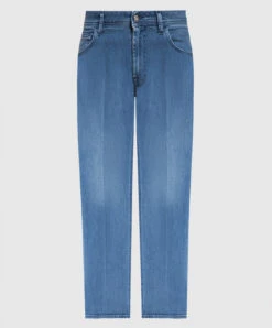 Blue Jeans With A Distressed Effect