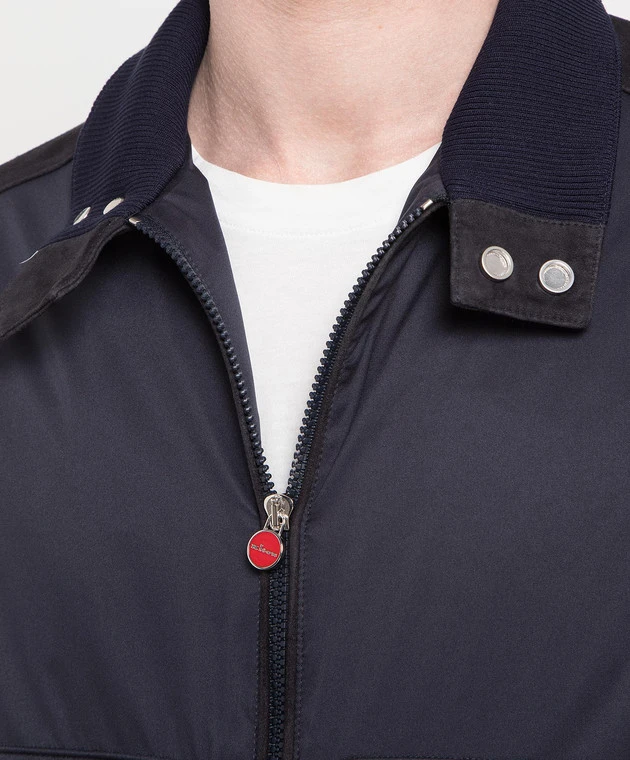Kiton Blue Windbreaker With Suede Inserts 5 Kiton Blue Windbreaker With Suede Inserts - Image 5