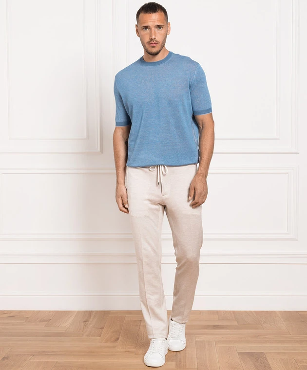 Blue Jumper Made Of Linen And Silk 2 Blue Jumper Made Of Linen And Silk - Image 2