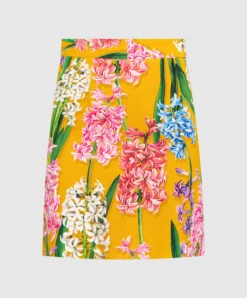 Dolce & Gabbana Yellow Skirt In Hyacinth Print