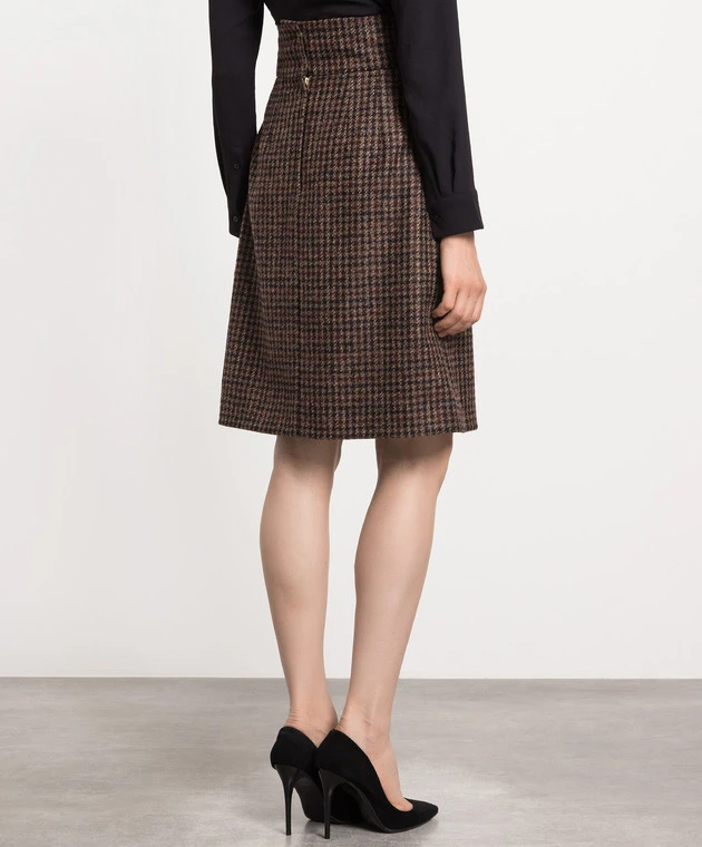 Dolce & Gabbana Brown Skirt With A Houndstooth Pattern 4 Dolce & Gabbana Brown Skirt With A Houndstooth Pattern - Image 4