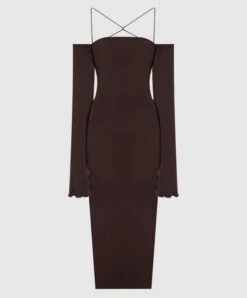 Maddy Brown Dress With An Open Back