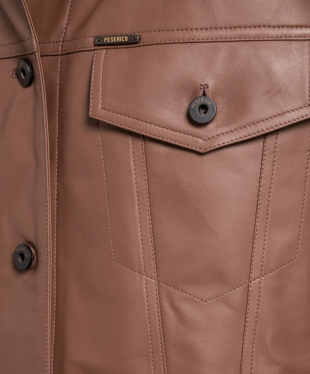 Peserico Brown Leather Jacket 5 Peserico Brown Leather Jacket - Image 5