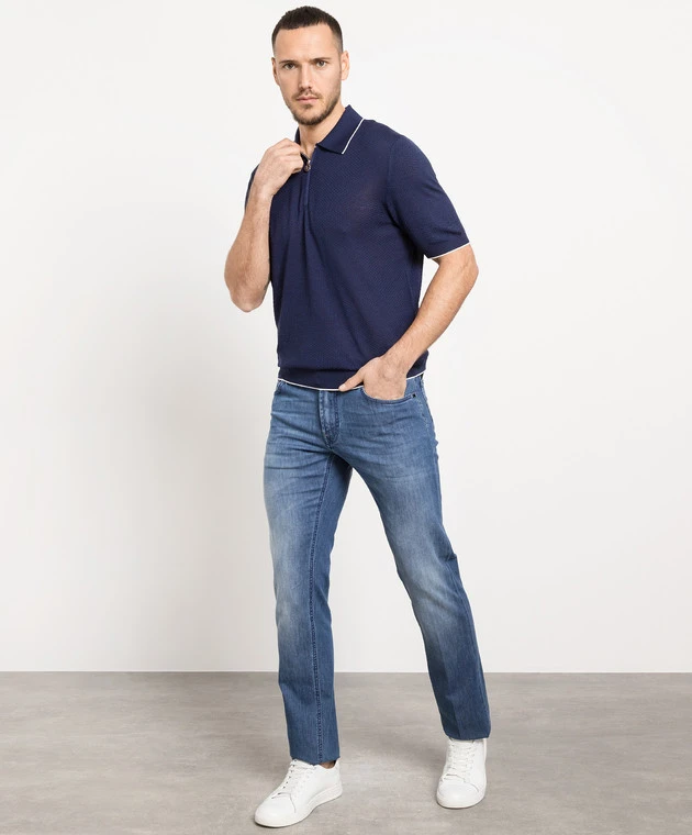 Blue Jeans With Logo Patch 2 Blue Jeans With Logo Patch - Image 2