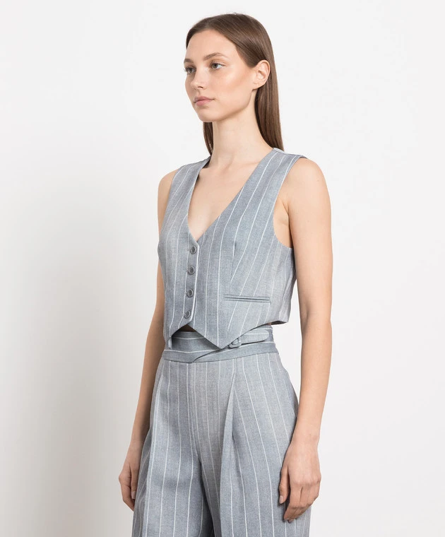 ERMANNO SCERVINO Gray Striped Vest 3 ERMANNO SCERVINO Gray Striped Vest - Image 3