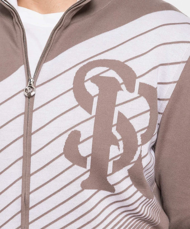 Brown Sports Jacket With A Logo Pattern 5 Brown Sports Jacket With A Logo Pattern - Image 5