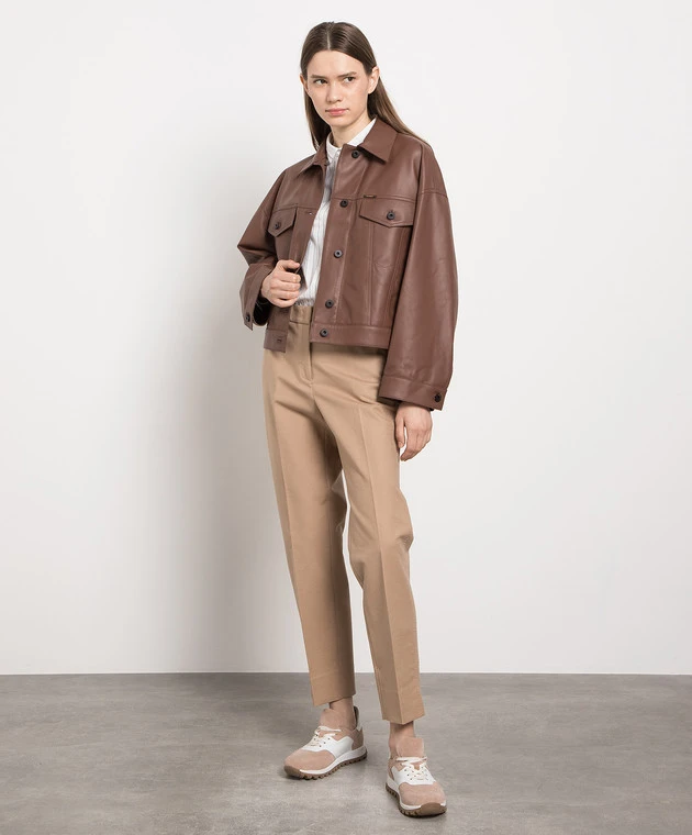 Peserico Brown Leather Jacket 2 Peserico Brown Leather Jacket - Image 2