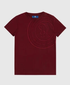 Children's Burgundy T-shirt With Monogram Embroidery