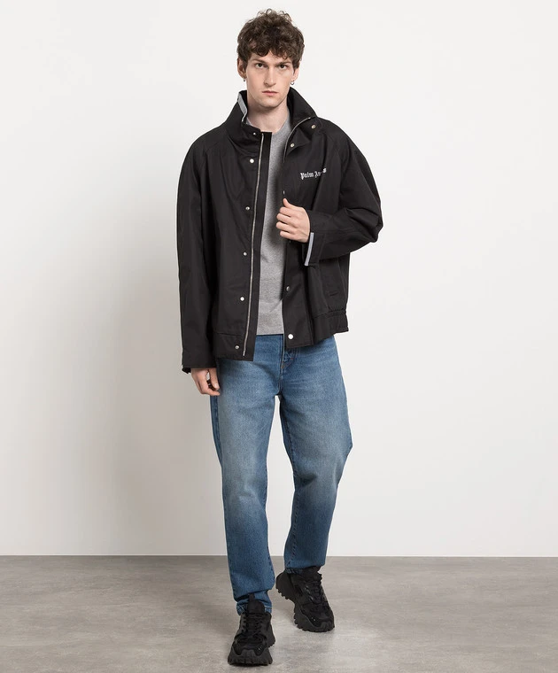 Palm Angels Black Jacket With Logo Print 2 Palm Angels Black Jacket With Logo Print - Image 2