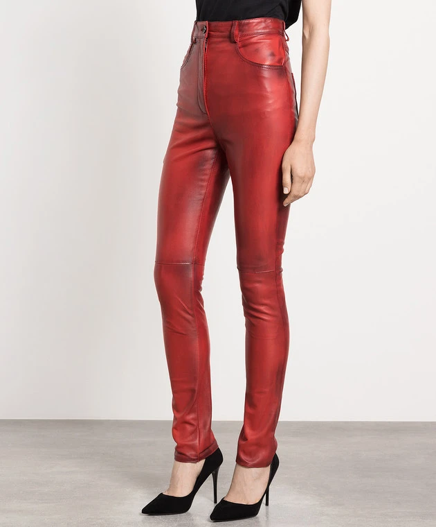 Dolce & Gabbana Red Leather Pants With A Gradient Effect 3 Dolce & Gabbana Red Leather Pants With A Gradient Effect - Image 3