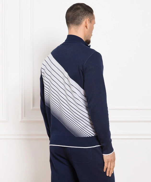 Blue Sports Jacket With A Logo Pattern 4 Blue Sports Jacket With A Logo Pattern - Image 4