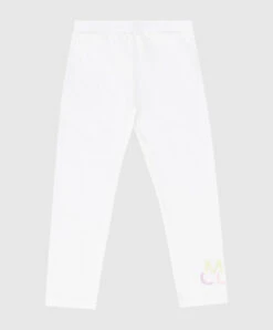 Children's White Leggings With Logo Print