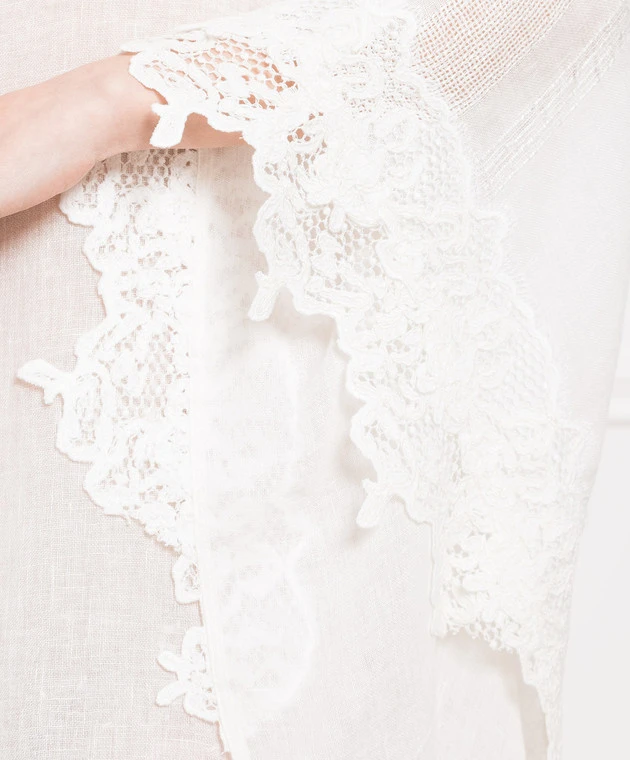 ERMANNO SCERVINO White Maxi Poncho With Lace 5 ERMANNO SCERVINO White Maxi Poncho With Lace - Image 5