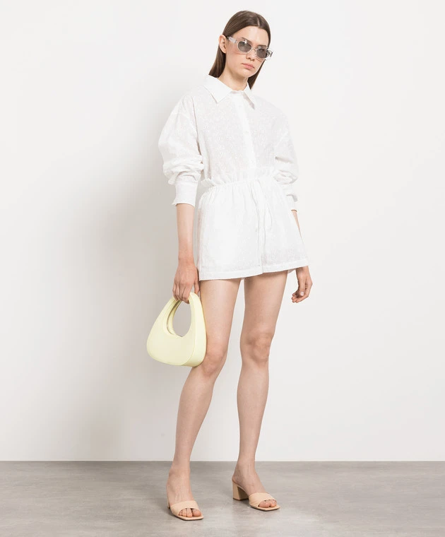 White Shirt And Shorts Suit With Broderie Embroidery 2 White Shirt And Shorts Suit With Broderie Embroidery - Image 2