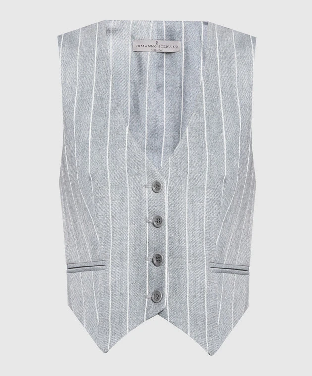 ERMANNO SCERVINO Gray Striped Vest 1 ERMANNO SCERVINO Gray Striped Vest