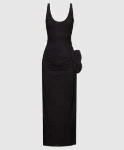 Magda Butrym Black Dress With Applique And Crystals