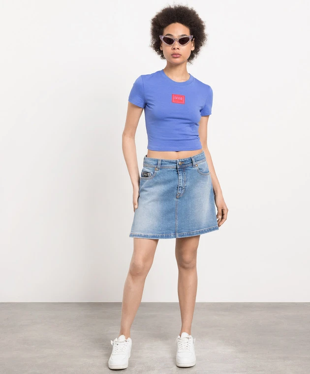 Versace Jeans Couture Blue Denim Skirt With Logo 2 Versace Jeans Couture Blue Denim Skirt With Logo - Image 2