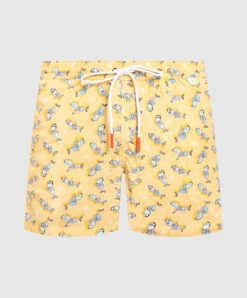 Yellow Printed Swim Shorts