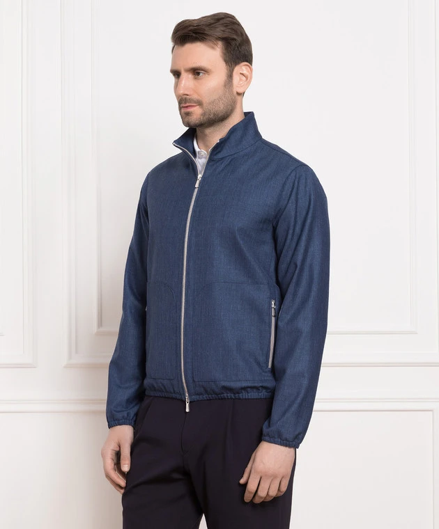 Blue Jacket Made Of Wool, Silk And Linen 3 Blue Jacket Made Of Wool, Silk And Linen - Image 3