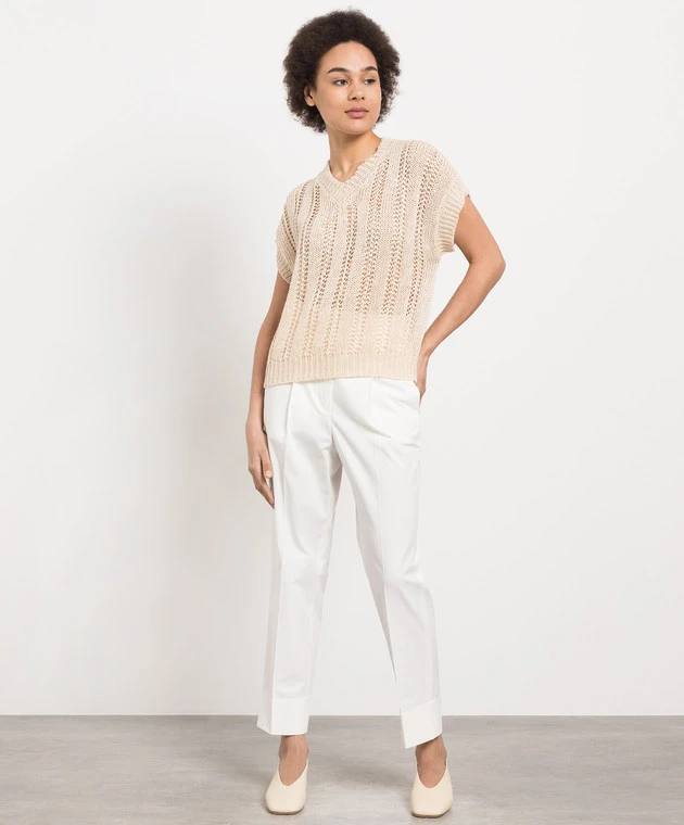 Peserico Beige Openwork Vest With Sequins 2 Peserico Beige Openwork Vest With Sequins - Image 2