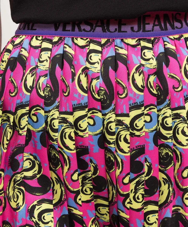 Versace Jeans Couture Pink Pleated Skirt In Pop Couture Print 5 Versace Jeans Couture Pink Pleated Skirt In Pop Couture Print - Image 5