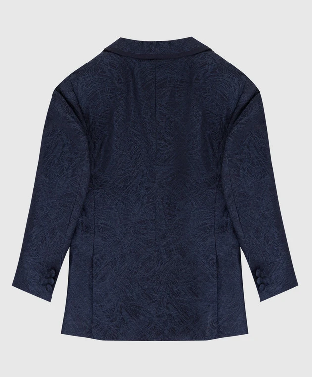 Children's Dark Blue Patterned Silk Jacket 2 Children's Dark Blue Patterned Silk Jacket - Image 2