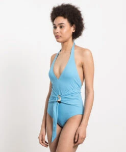 Blue Imelda Swimsuit With Drape -Summer Fashion Clothing 1e4155a7 98ba 41c2 801e 6fff92c51ecd