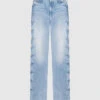 Blue Jeans With Metallic Decoration