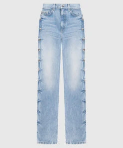 Blue Jeans With Metallic Decoration