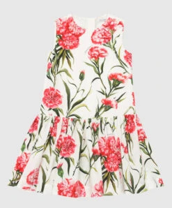 Summer Fashion Clothing 23 Dolce & Gabbana Children's White Dress In The Print Of Carnations