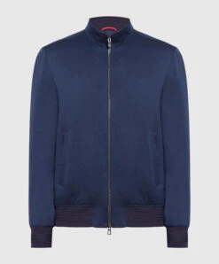 Blue Jacket Made Of Linen, Silk And Cashmere