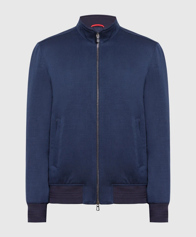 Blue Jacket Made Of Linen, Silk And Cashmere 1 Blue Jacket Made Of Linen, Silk And Cashmere