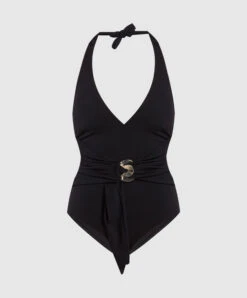Imelda Black Swimsuit With Drape