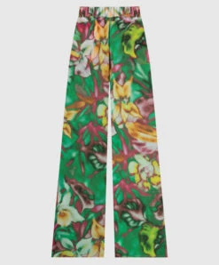 Green Pants In A Floral Print