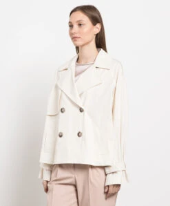 Peserico Beige Double-breasted Trench Coat With Monil Chain -Summer Fashion Clothing 233a58ac 6af6 4edd 98fe 465c7bfd13db