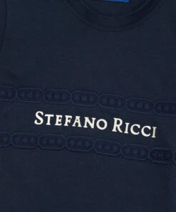 Children's Dark Blue T-shirt With Logo And Embroidery -Summer Fashion Clothing 258d2ac3 629d 473b 9866 6f0a10df8a83