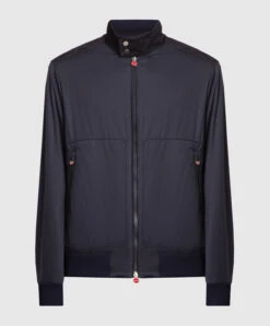 Kiton Blue Windbreaker With Suede Inserts