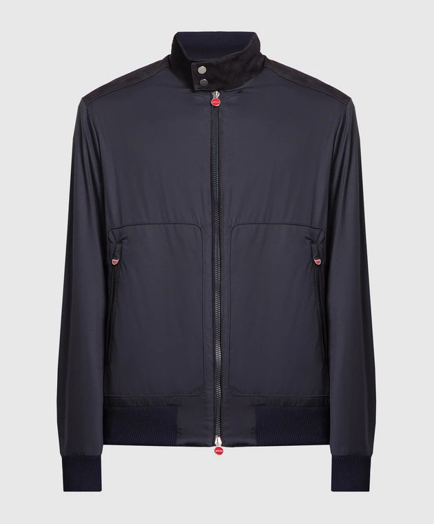 Kiton Blue Windbreaker With Suede Inserts 1 Kiton Blue Windbreaker With Suede Inserts