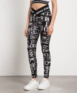 Versace Jeans Couture Black Leggings In Logo Brush Couture Print -Summer Fashion Clothing 272ddc40 df9a 4051 a373 480ed17c721e