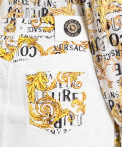 Versace Jeans Couture White Denim Skirt With Logo Couture Print -Summer Fashion Clothing 289384f4 5100 454b 8bf0 9d0c56c85121
