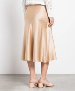 ERMANNO SCERVINO Beige Silk Midi Skirt -Summer Fashion Clothing 28a4a958 bb50 42b9 892c 3f1fad52c1d0