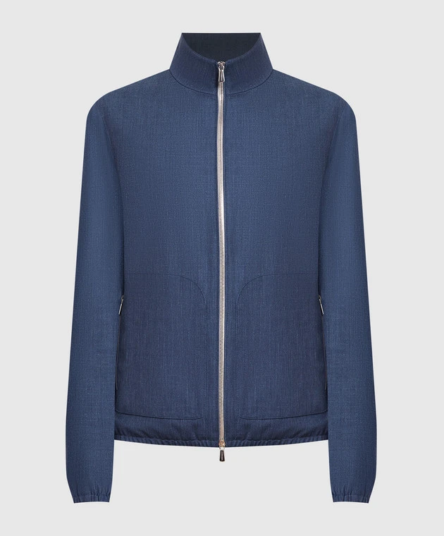 Blue Jacket Made Of Wool, Silk And Linen 1 Blue Jacket Made Of Wool, Silk And Linen