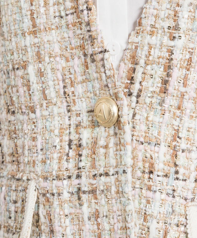 Beige Tweed Vest With Sequins 5 Beige Tweed Vest With Sequins - Image 5