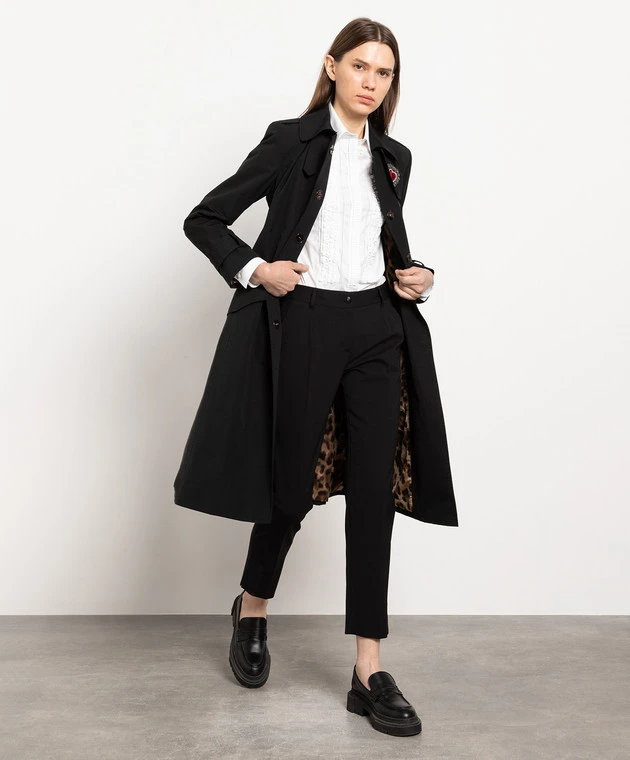 Dolce & Gabbana Black Double-breasted Trench Coat With Appliqué 2 Dolce & Gabbana Black Double-breasted Trench Coat With Appliqué - Image 2