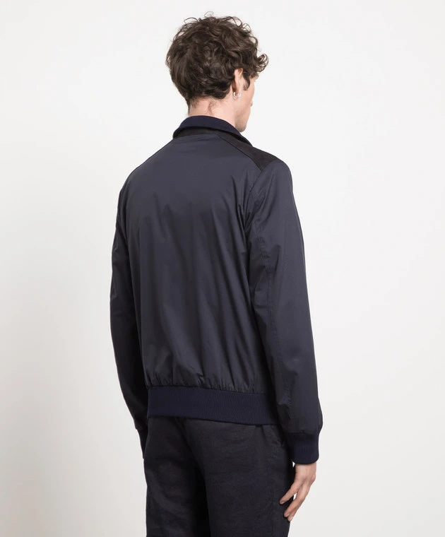 Kiton Blue Windbreaker With Suede Inserts 4 Kiton Blue Windbreaker With Suede Inserts - Image 4
